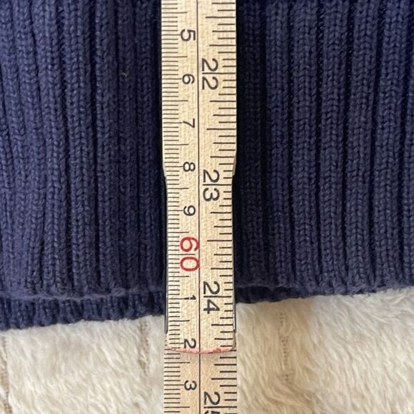 Oscar De‎ La Renta Sweater Men's Size Large Cable Knit Pullover Navy Ribbed - Picture 4 of 7